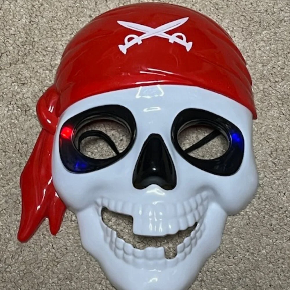 Pirate Skull Light-Up Mask Hard Plastic Halloween Party Adult/Youth